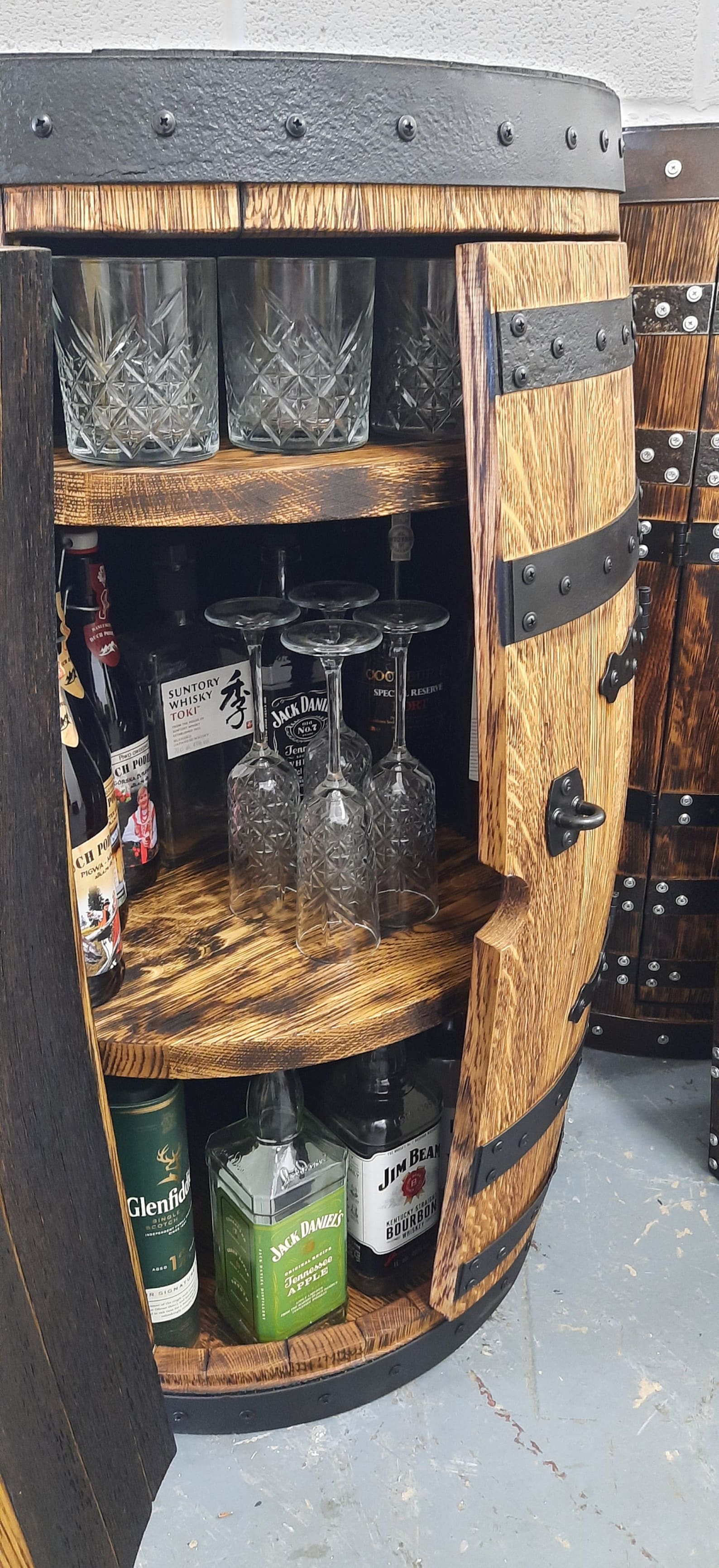 OAK BARREL BAR With 2 Shelves_whisky Oak Barrel Bar_handmade Etsy