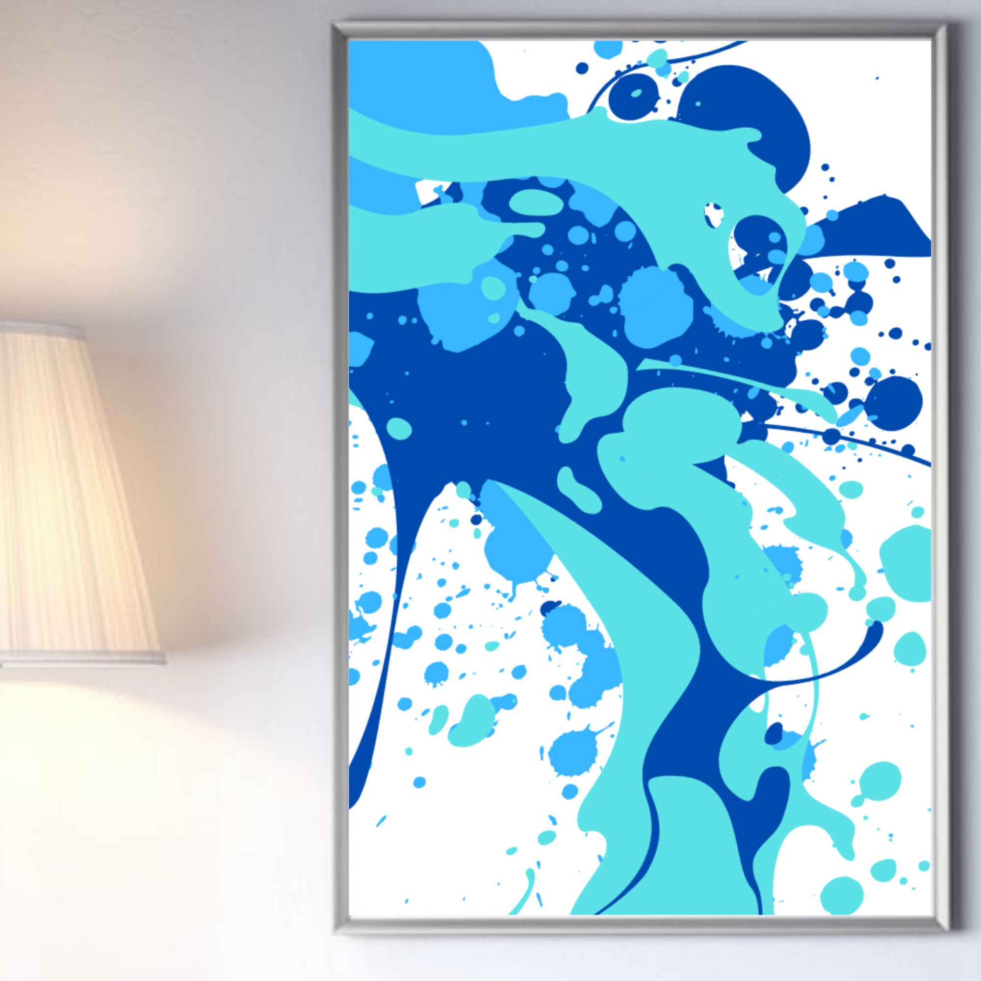 Aqua paint splash Prints wall art abstract art aqua Etsy
