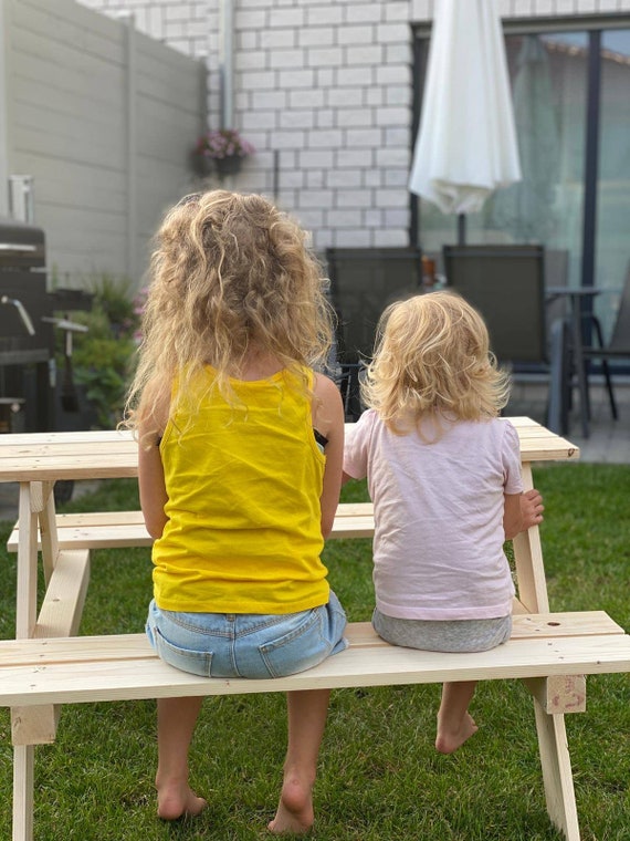 defiPad Banc en Bois évolutif pour Enfants - Modulable en Table et siège - 2 hauteurs d'assise - Élément de mobilier pour Aire de Jeux (Blanc