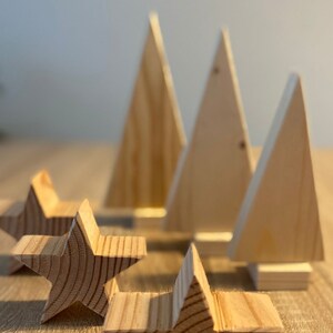 Decoration set Christmas trees and stars made of wood by tommywood.de, table decoration, decoration Christmas trees, Christmas tree, star