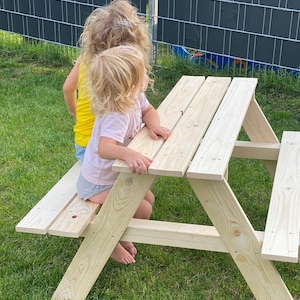 tommywood.de Bench with table from Tommywood.de for children, picnic table, garden bench