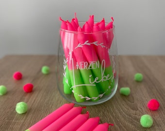 tommywood.de NEON liefde | heldere neon dip-dye stickkaars | Rozegroen _ van www.tommywood.de