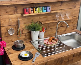 tommywood.de Mud kitchen children's kitchen with water connection for the garden handmade in Germany