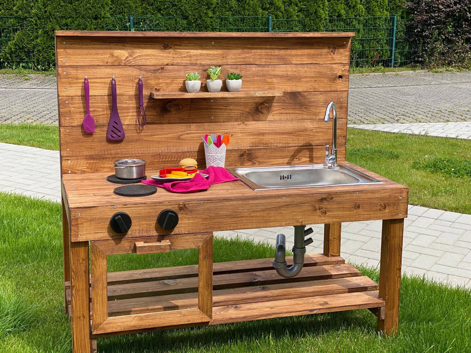 Tommywood.de Mud Kitchen for Children With Stove, Sink, Tap and