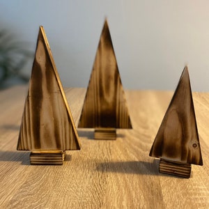Set di 3 decorazioni Alberi di Natale in legno flambéed da tommywood.de, decorazione della tavola, decorazione Alberi di Natale, Albero di Natale
