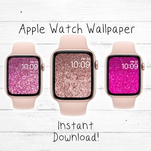Sfondo Apple Watch glitter rosa, Set di quadranti Apple Watch glitterato di tre, sfondo dell'orologio glitter rosa, sfondo in oro rosa per orologio