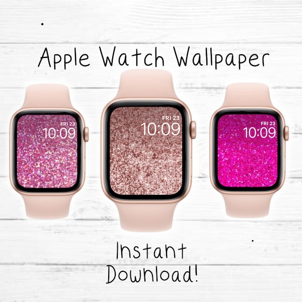 Pink Glitzer Apple Watch Tapete, Glitzer Apple Watch Gesicht Set von drei, Rosa Glitzer Uhr Hintergrund, Rose Gold Tapete für Uhr