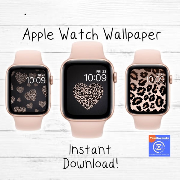 Fond d’écran Apple Watch, Fond d’écran Léopard, Cadran Apple Watch, Ensemble de trois, Arrière-plan de montre, Conception du visage de l’Apple Watch, Accessoires Apple Watch