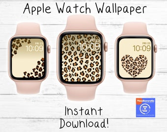 Animal Print Apple Watch Wallpaper, Cheetah boho heart watch background, Cheetah Print wallpaper for Apple Watch, Digital Download wallpaper