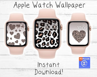 Animal Print Watch Wallpaper for Apple Watch, Leopard Print Watch Face for Apple Watches, Set of 3 White watch backgrounds, Leopard Print