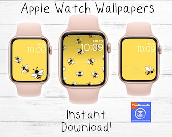 Regarder le fond d’écran pour Apple Watch dans Bumble Bee Print, Mettez instantanément à jour votre style avec notre fond d’écran de montre jaune d’été dans un ensemble de 3