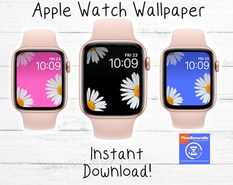 Daisy Flower Apple Watch Wallpaper, three Flower Apple Watch Face, Summer Watch Background, Daisy wallpaper for watch digital download