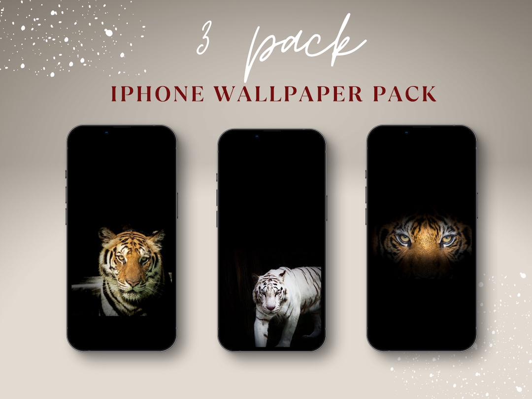 Tiger Black Apple iPhone Wallpapers, 3 Pack of Cell Phone Wallpaper