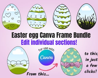 イースター PNG クリエーター、ドラッグ アンド ドロップ イースター エッグ Canva テンプレート、イースター Canva フレーム、CANVA で独自のイースター昇華ファイルを作成する