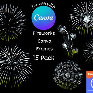 CANVA frame Fireworks Clipart, Canva template frame, make your own clipart in Canva! Firework png Canva template