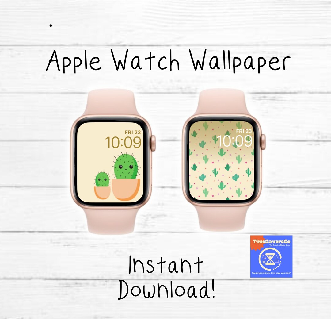 Apple Watch Wallpaper, Cute Cactus, Apple Watch Face, Double Pack