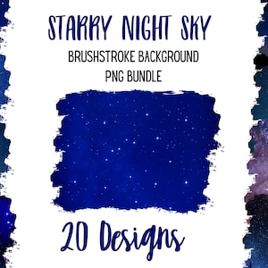 Nachtelijke hemel achtergrond PNG-bundel, achtergrondsublimatiebestand, sterrenhemel png-bundel, penseelstreek achtergrondbundel, nachtelijke hemel clipart