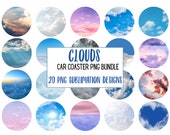 Cloud Car Coaster PNG, background sublimation file, Keychain png sublimate, Cloud car coaster designs, Cloudy sky PNG background car coaster