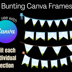 Bunting Canva Frame, Fully editable bunting PNG creator, Digital Bunting clipart, Canva template, Bunting sublimation Canva template