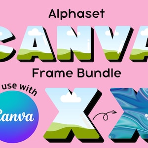 Letras editáveis CANVA, preencha seu próprio modelo Alphaset Canva Frame, download digital, arraste e solte clipart personalizado do alfabeto no CANVA