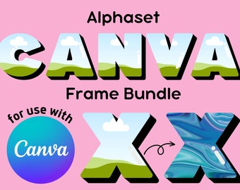 CANVA Editable Letters, Fill your own Alphaset Canva Frame template, digital download, Drag and drop custom alphabet clipart on CANVA