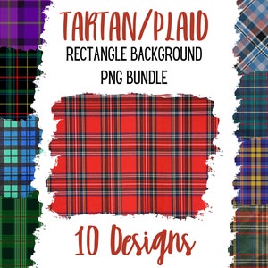 Könnte beinhalten: Ein Set mit 10 digitalen Karomustern in Rechteckform. Die Muster sind in verschiedenen Farben, darunter Rot, Blau, Grün, Schwarz und Lila.  Tartan/Plaid Rectangle Background PNG Bundle.