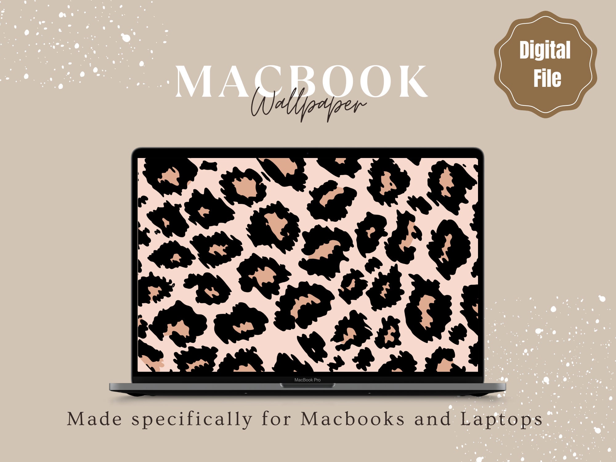 Desktop Wallpaper for Macbook, Laptop Wallpaper, Leopard Print