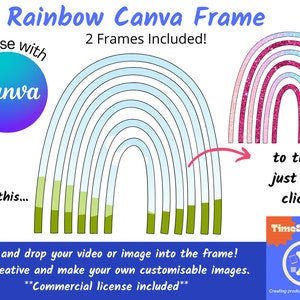 Trascina e rilascia modello Canva per foto, Clipart personalizzata arcobaleno, Parti modificabili multiple, Crea i tuoi PNG arcobaleno, Uso commerciale incluso