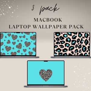 Desktop Wallpaper for MacBook, Laptop Wallpaper, Leopard Print Wallpaper for desktop, Blue Leopard Print MacBook wallpaper pack of three