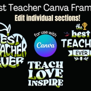Best Teacher PNG DIY Canva Frame, Drag and drop teacher sublimate creator, Teacher Canva Frame Template, Teacher gift PNG sublimate template