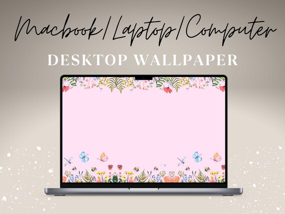 Spring Floral MacBook Wallpaper, Butterfly Laptop Wallpaper, Spring butterflies Wallpaper, Apple MacBook Wallpaper, Baby pink wallpaper