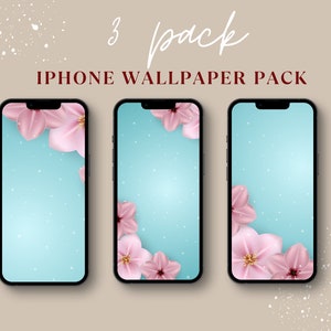 ピンクとブルーの iPhone 壁紙、携帯電話の壁紙 3 パック、ピンクの花の壁紙、花柄の iPhone 壁紙、花柄の壁紙