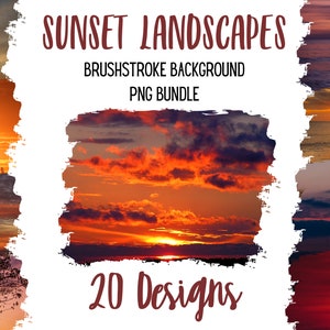 Background PNG bundle sunsets,  background sublimation file,  sunset art landscape png bundle, brushstroke background bundle, sunset shimmer