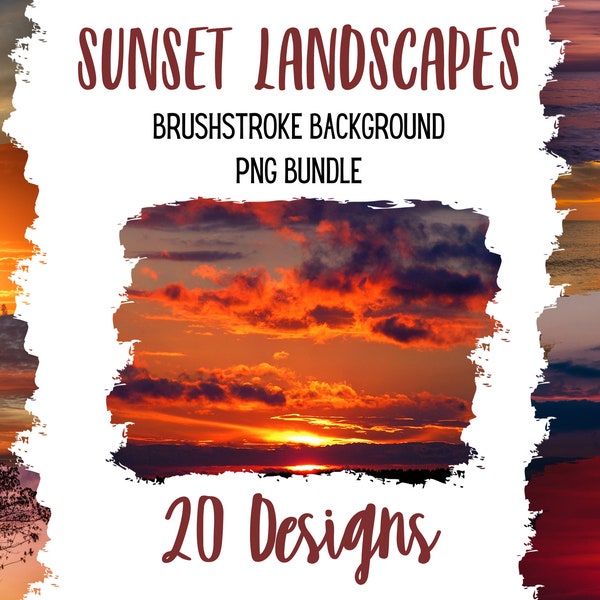 Background PNG bundle sunsets,  background sublimation file,  sunset art landscape png bundle, brushstroke background bundle, sunset shimmer