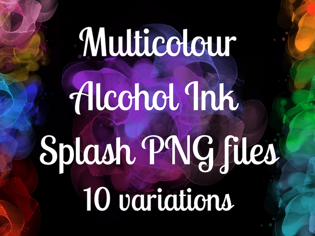 Multicolour Alcohol Ink Splash PNG Bundle, 10 Colours of PNG Clipart ...