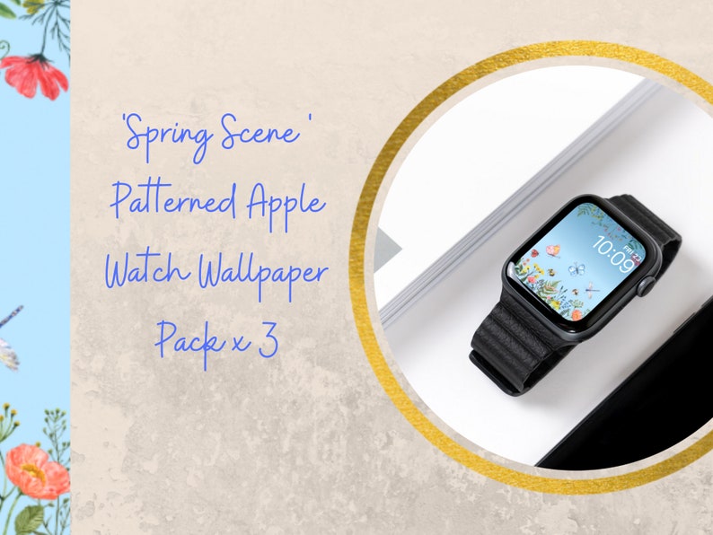 Apple Watch Wallpaper, Spring Wallpaper, Apple Watch Face, Set of Three ...