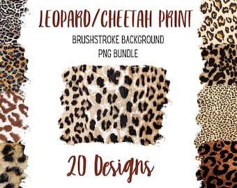Leopard Print Background PNG bundle,  background sublimation file,  cheetah  print png bundle, brushstroke background bundle, Leopard png