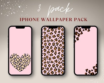 Cheetah Print Apple iPhone Wallpapers, 3 Pack of Cell Phone Wallpaper, Cheetah Animal Print, Baby Pink Wallpaper iPhone, Phone Background