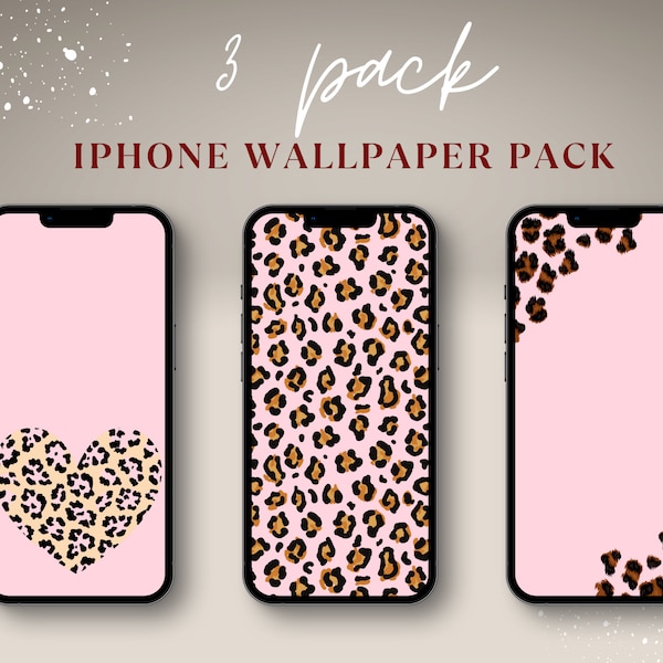 Cheetah Print Apple iPhone Wallpapers, 3 Pack of Cell Phone Wallpaper, Cheetah Animal Print, Baby Pink Wallpaper iPhone, Phone Background