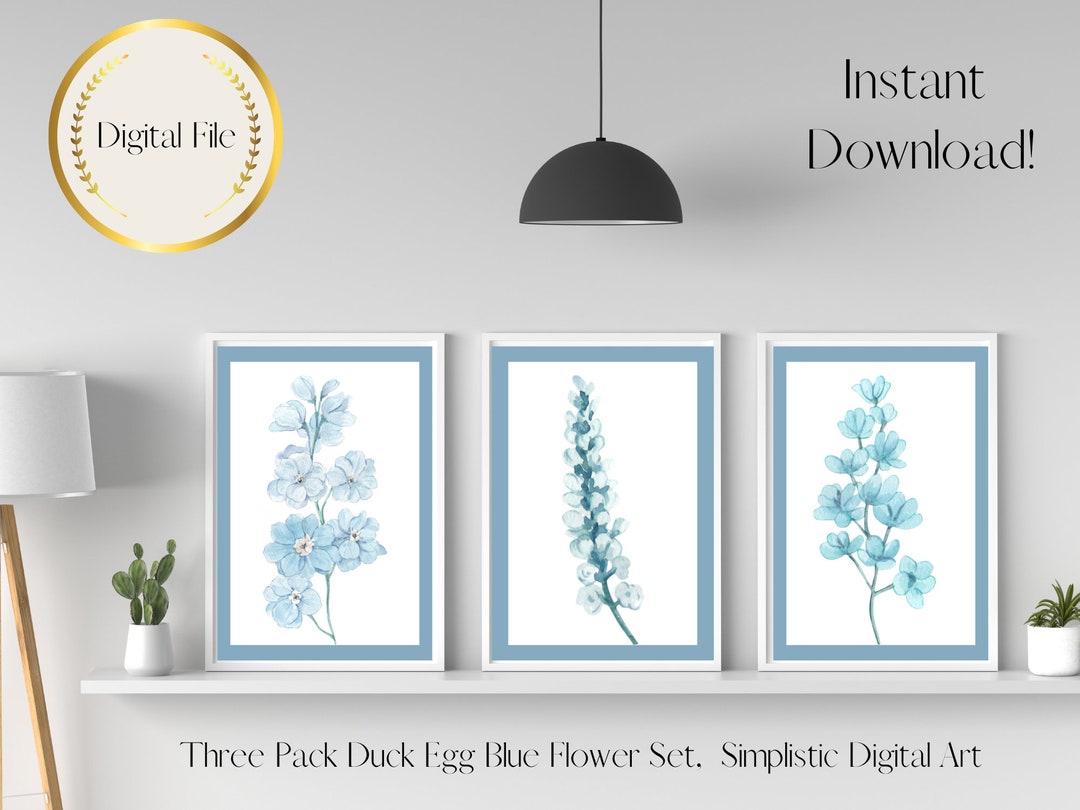 Digital Download Wall Art Duck Egg Blue Three Pack Instant Etsy