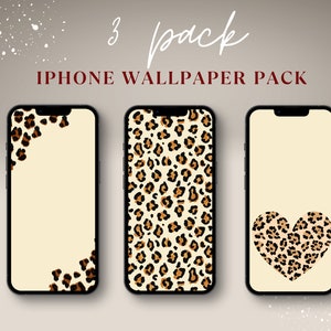 Cheetah Print Apple iPhone Wallpapers, 3 Pack of Cell Phone Wallpaper, Cheetah Animal Print, Boho Wallpaper Apple iPhone, Phone Background