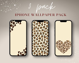 Cheetah Print Apple iPhone Wallpapers, 3 Pack of Cell Phone Wallpaper, Cheetah Animal Print, Boho Wallpaper Apple iPhone, Phone Background