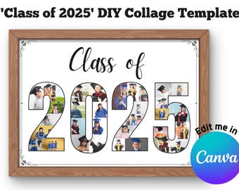 Class of 2025 Photo Collage Template, Printable Collage, Pupil end of year gift, Canva Template, Senior kindergarten Graduation gift