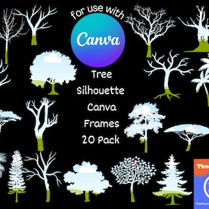 Tree PNG DIY, Drag and Drop Canva template bundle, Canva Tree Frame, Tree sublimation files