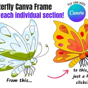 Custom Butterfly Canva Frames | Create your own butterfly png | Fill Your Own Drag and Drop Canva Frame | Editable In Canva Frame Templates