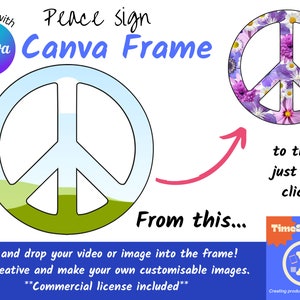 Canva Frame Peace Zeichen, Canva Vorlage, Erstellen Sie Ihre eigenen PNG-Dateien, Kommerzielle Nutzung inbegriffen, Peace PNG Maker, Bearbeitbares Drag & Drop Canva