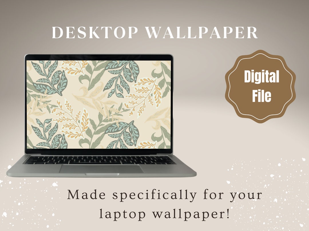 Boho Patterned MacBook Wallpaper, Sage Green Laptop Wallpaper, Spring ...