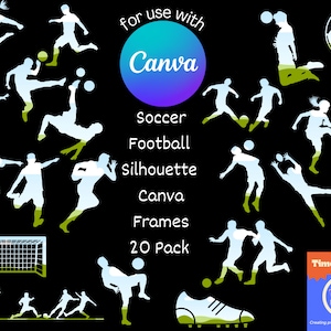 Soccer Canva Frame bundle, Canva Frame template, Create your own football sublimation PNG files, Commercial use, Soccer ball Canva template