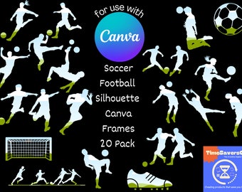 Soccer Canva Frame bundle, Canva Frame template, Create your own football sublimation PNG files, Commercial use, Soccer ball Canva template