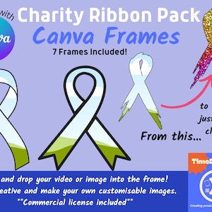 Pacchetto cornici Canva, Cornice canva Nastro di sensibilizzazione, Aggiungi la tua foto, Modello Canva, Crea il tuo PNG, Nastro di beneficenza PNG Uso commerciale